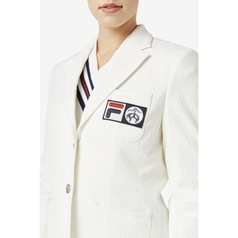 Brooks Bros X Fila White Seersucker Blazer Women's Size 8 New‎